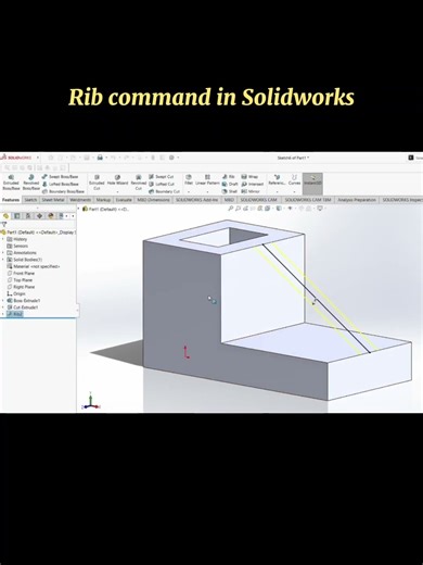 How to use Rib command in Solidworks. #solidworks #solidworksmechanical #solidworkstutorial