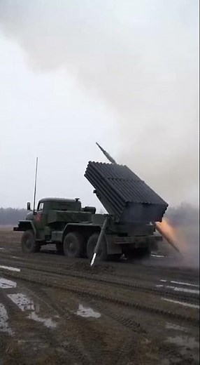BM-21 Grad Artillery: Loading & Firing 9M22U Rockets (Insane Sound) #military #viral #shorts #fyp