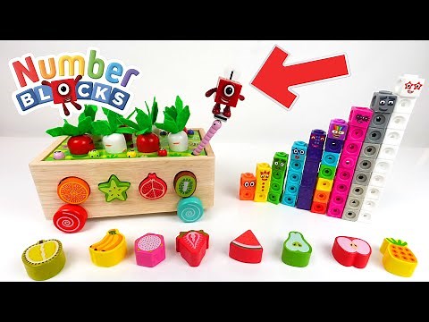 Numberblocks Learn Fruit Names, Count, and Sort Objects from Wooden Educational Toy Garden for Kids