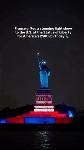 France gifted a stunning light show to the U.S. at the Statue of Liberty for America's 250th bday 🗽