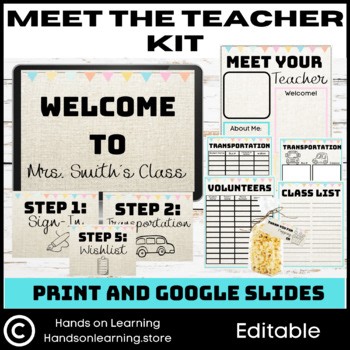 Meet the Teacher Editable Templates Kit | Burlap Theme | Open House