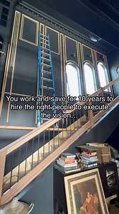 A Dream Library 10 Years in the Making! After a decade of planning, this dream library is finally coming to life! Seeing books reach all the way up 20 ft. walls feels like such an achievement, and there's still more to do. What’s your favorite part of this cozy, custom space? #homedecor #interiordesign #homelibrary #dreamhome #libraryladder Credits: @chelsgc | ClockCanvas