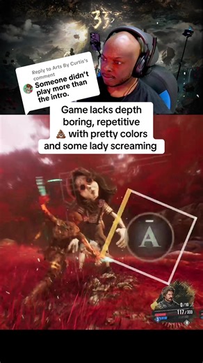 Replying to @Arts By Curtis Game lacks depth boring, repetitive 💩 with pretty colors and some lady screaming #expedition33