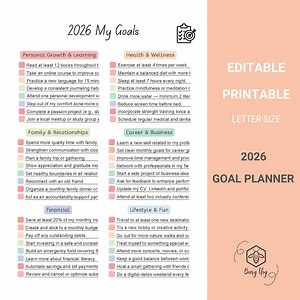 2026 Goal Planner Printable | New Year Resolutions Template (PDF) - Etsy