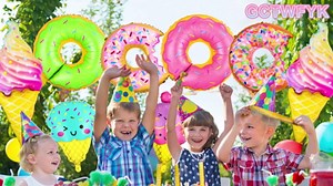 12 PCS Large Donut Ice Cream Foil Balloons, Multicolor Sweet Candy Mylar Balloons, Huge Donut Ice Cream Themed Party Decorations for Spring Baby Shower Birthday Party Decor