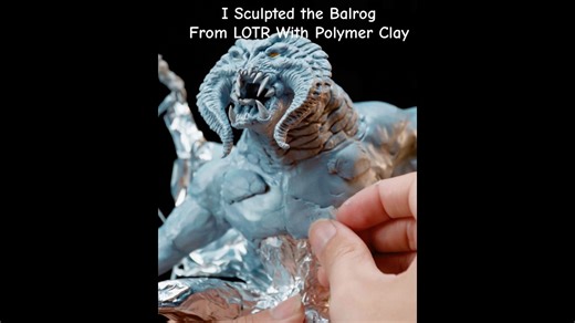 Sculpting a glowing Balrog: Polymer clay & LED light fantasy figure!
