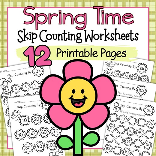 Spring Skip Counting Worksheets | Math Practice for Preschool (PDF Download) - Etsy Canada