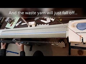 Demo of using Red Heart Super Saver yarn on Brother KX 350 knitting machine to knit a hoodie/cowl.