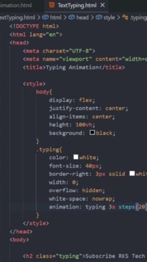 HTML | CSS Text typing Animation #shorts #coding #htmlcss #animation
