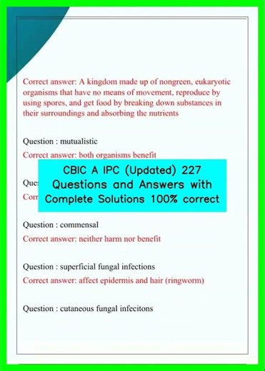 CBIC A IPC Updated 227 Questions and Answers with Complete Solutions 100% correct video