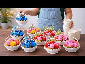 Everyone Loves This! Super Easy Flower Basket Made from Paper Cups 🌸✨