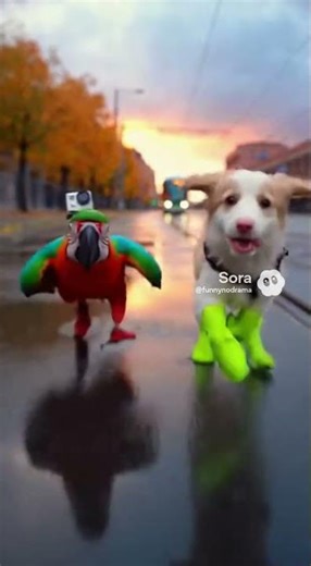 parrot and puppy running let’s go #viralparrot #funny #parrot #cute #funnycute #funniestvideo