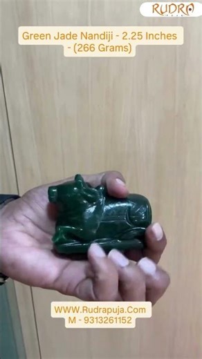 Green Jade Nandi - 2.25 Inches - (266 Grams) - (Rudrapuja)