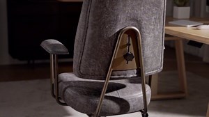 EUREKA ERGONOMIC Becky Home Office Desk Chairs Leather, Comfy Office Chair with Lumbar Support and Arms, Mid-Back, Comfortable Thick Cushion, Height Adjustable, Mid-Century Modern, Gary