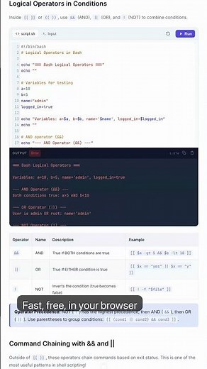 Logical Operators - Bash Tutorial — in 30 seconds #Bash #Shell #Linux