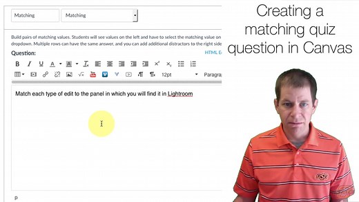 Canvas: Creating a Matching Quiz Question