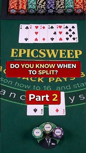 Do You Know When To Split? (5s, 6s, & 7s Guide) 🃏 #blackjackstrategy #shorts