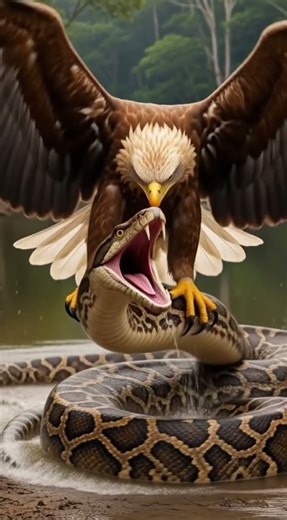 A large eagle catching a strong python #videos #birds #wildlife #eagle #animallife #amazing #shorts