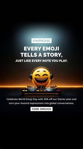 🎉 Happy World Emoji Day! 🎉 Did you know the calendar emoji (📅) marks today as a global celebration? Let’s celebrate with 25% off our Starter Plan! Use code EMOJI25 and turn your musical expressions into global conversations. This offer is valid from 7/17 to 7/22, so don’t miss out! 🌍🎶 #WorldEmojiDay | Symphonic Distribution