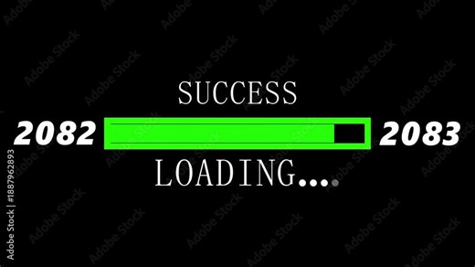 Loading bar from 2082 to 2083 new year transfer animation. Almost reaching New Year ,LOADING...text, alongside a success loading Success Loading Progress Bar Concept with Future Years