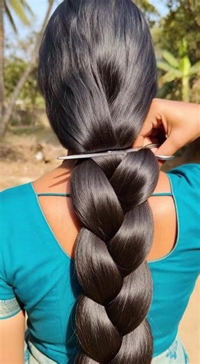 Thick braid cut off #longhaircutting #longhaircut #braidcut #haircut