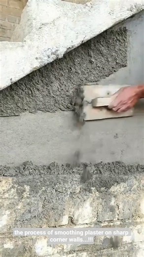 the process of smoothing plaster on sharp corner walls...!!!