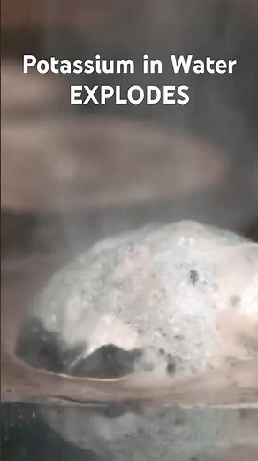 Incredible explosion of potassium with a single drop of water. ￼