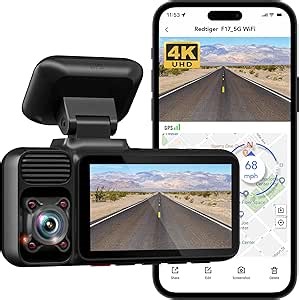 REDTIGER 4K 3 Channel Dash Cam, 5G WiFi Front and Rear Inside, Free 64GB Card, Triple Car Camera Built-in GPS, 4K+1080P+1080P 3 inch IPS Screen, IR Night Vision, WDR, G-Sensor, Parking Mode (F17)