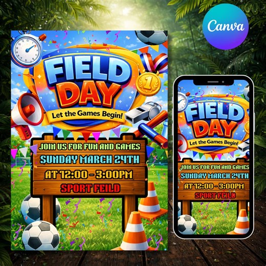 Field Day Flyer Template, School Event Poster, Field Day Invitation, Printable 8.5x11 School Flyer, DIY Text, Instant Download - Etsy