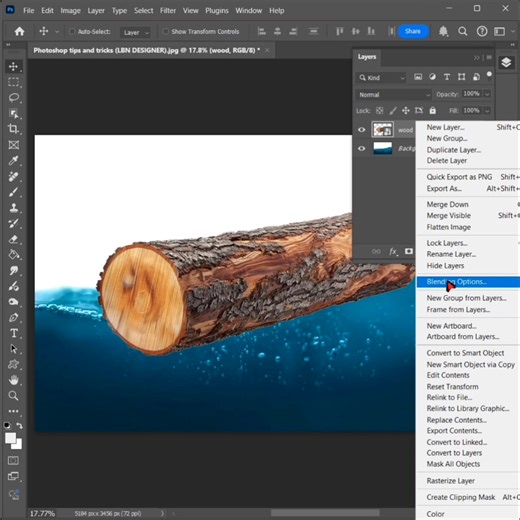 12K views · 287 reactions | How to manipulation on water, wood, fish and water splash in Photoshop | Photoshop tips and tricks | Facebook
