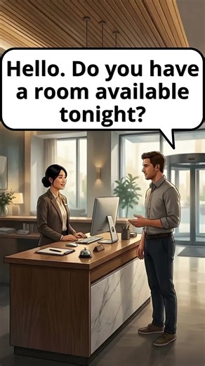 Stop struggling with hotel English! Learn fast and speak confidently. Learn how to check into a hotel in English like a native speaker. Master questions and answers at the reception. Practice polite greetings and phrases for real-life situations. Build your confidence for travel and daily conversations. 💡 Tip: Repeat the lines, mimic the tone, and practice aloud! ✅ Save this video to practice later 💬 Comment your favorite phrase 📤 Share with a friend learning English #LearnEnglish #EnglishCon