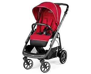 Peg Perego Veloce - Compact Full Featured Lightweight Stroller - Compatible with All Primo Viaggio 4-35 Infant Car Seats - Made in Italy - Red Shine (Red & Silver Accents)