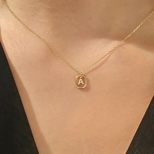 14k Solid Gold Letter Pendant Necklace for Women, Custom Initial Charm With Pavé Lab Diamond, Personalized 14 Karat Jewelry Gift for Her - Etsy