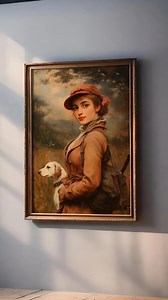 Vintage Woman and Dog Painting, Vintage Rustic Art, Vintage Wall Paintings, Vintage Painting Print, Vintage Poster Wall Art, Oil Painting - Etsy