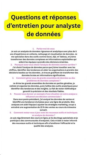 Questions et réponses d’entretien pour analyste de données