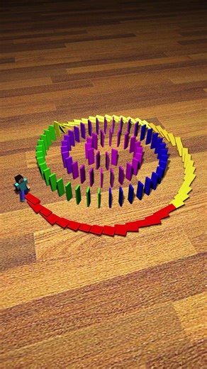 Domino Effect Rainbow Color | Minecraft Steve #domino #dominoeffect #rainbow