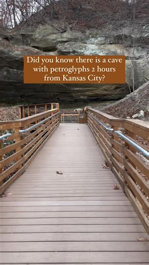 Did you know there is a prehistoric cave with petroglyphs just 2 hours from Kansas City and 1.5 hours from Omaha? [SAVE for a day or weekend trip! ✨] 📍Indian Cave State Park in Nebraska This state park also has miles of trails, horseback riding, fun events, camping, backpacking campsites, an old timey village, wildlife viewing, and river access. Unfortunately the cave has been vandalized. Lots of people have carved their names over the petroglyphs, so we only spotted a few that were high up. It