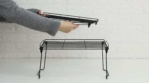 2 pack stackable cabinet shelves black