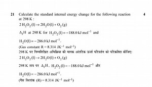 21 Calculate the standard internal energy change for the follow... | Filo