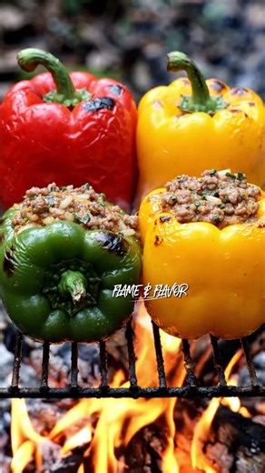 Fire Roasted Stuffed Peppers 🔥 Colorful & Satisfying 4K
