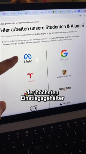 Die CODE University ist eine neue Art von Hochschule, an der wir Dinge grundlegend anders machen. Mit unserem Master Studiengang Technology & Management bilden wir die Führungskräfte und Gründer:innen der Tech-Branche von morgen aus. Durch unser revolutionäres Lernkonzept, arbeitest du ab Tag 1 an realen Herausforderungen mit den begabtesten Menschen deiner Zeit. Dadurch entstehen bei vielen Studenten schon während des Studiums erfolgreiche Startups und hoch bezahlte Arbeitsverhältnisse. Nimm an