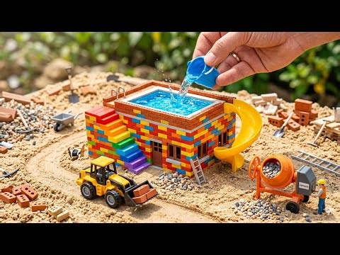Top Most Creative Mini Brick House with Rooftop Pool | Amazing DIY Mini Construction