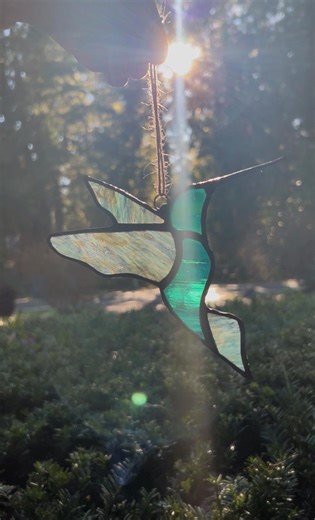 Hummingbird Stained Glass Ornament (greens) - Etsy