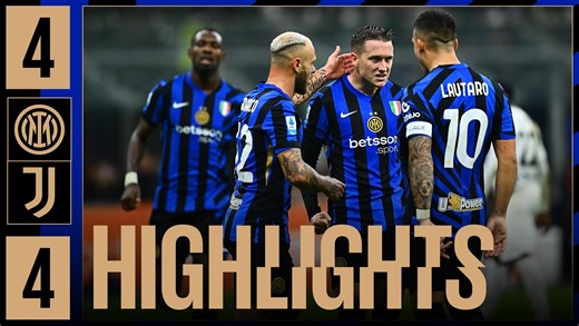 Our Nerazzurri finish a thrilling showdown at San Siro with a 4️⃣-4️⃣ draw against Juventus! Catch all the highlights from the Derby d'Italia clash ⚫🔵 I nostri Nerazzurri concludono una grande battaglia a San Siro contro la Juventus con un pareggio 4️⃣-4️⃣ Rivediamo insieme gli highlights del Derby d'Italia ⚫🔵 #ForzaInter #InterJuventus | Inter