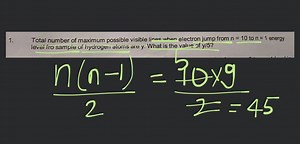 Total number of maximum possible visible lines when electron ju... | Filo