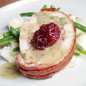 217K views · 1.6K reactions | Instead of basic roast turkey, break with tradition and make bacon-wrapped turkey "porchetta." | Tastemade | Facebook