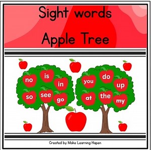Apple Tree sight words for prek and kindergarten