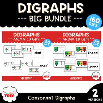 Consonant Digraphs Animated GIFs BUNDLE | Phonics Science of Reading Aligned