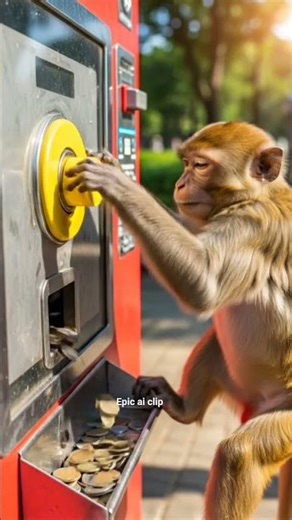 Monkey Operating a Vending Machine! Getting His Own Coins ​#MonkeyBusiness​#VendingMachine​