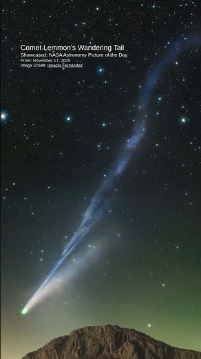 Comet Lemmon's tail twisted by solar winds in a cosmic dance #NASA #Space